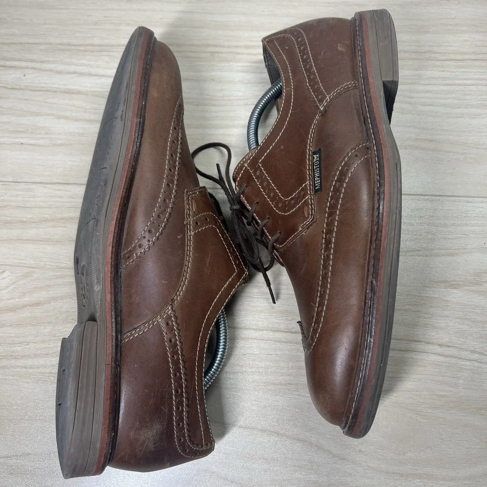 Men's MEPHISTO 'Waldo' Brown Leather Wingtip Oxfords Size US 10 EUR 9.5